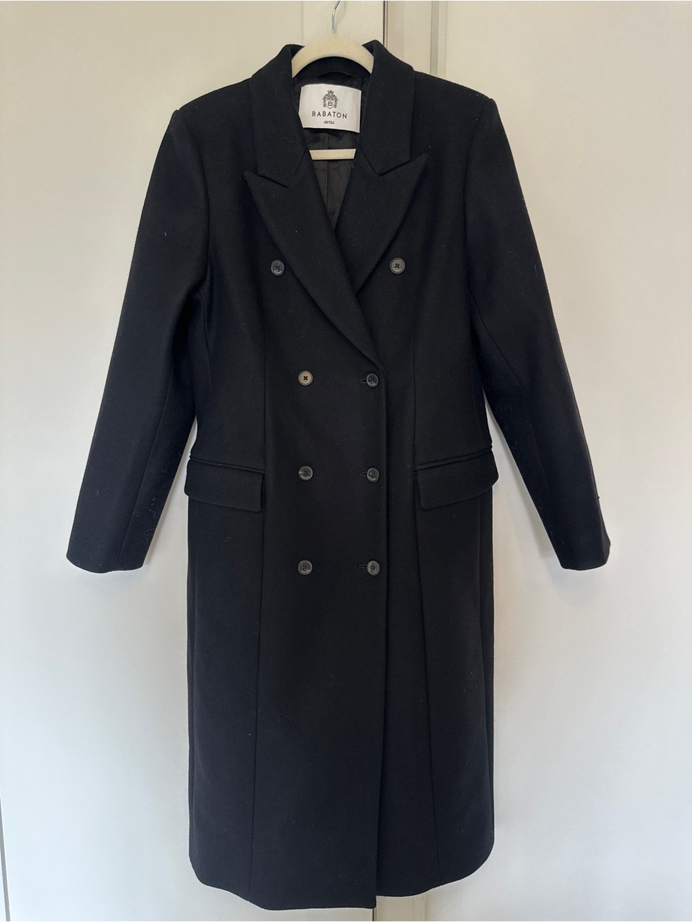 Babaton Black Wool Collar Coat with Branded Label